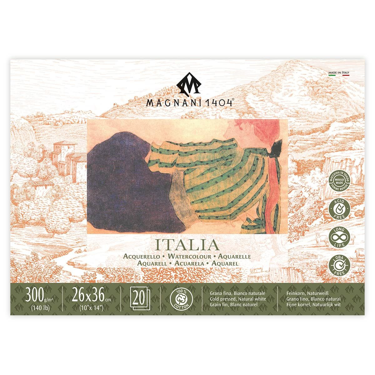 Italia Watercolor Block 140 lb. Cold Press 10x14 in. (26x36cm)