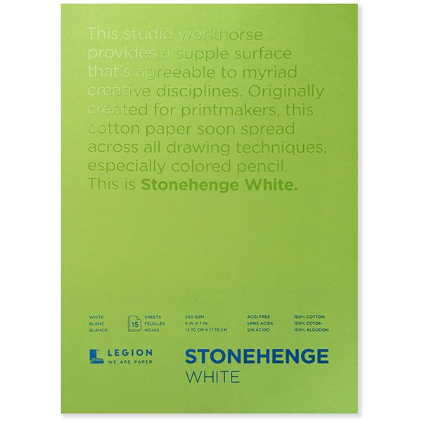 Legion Stonehenge Drawing & Printmaking Pad 9x12 White (15 Sheets)