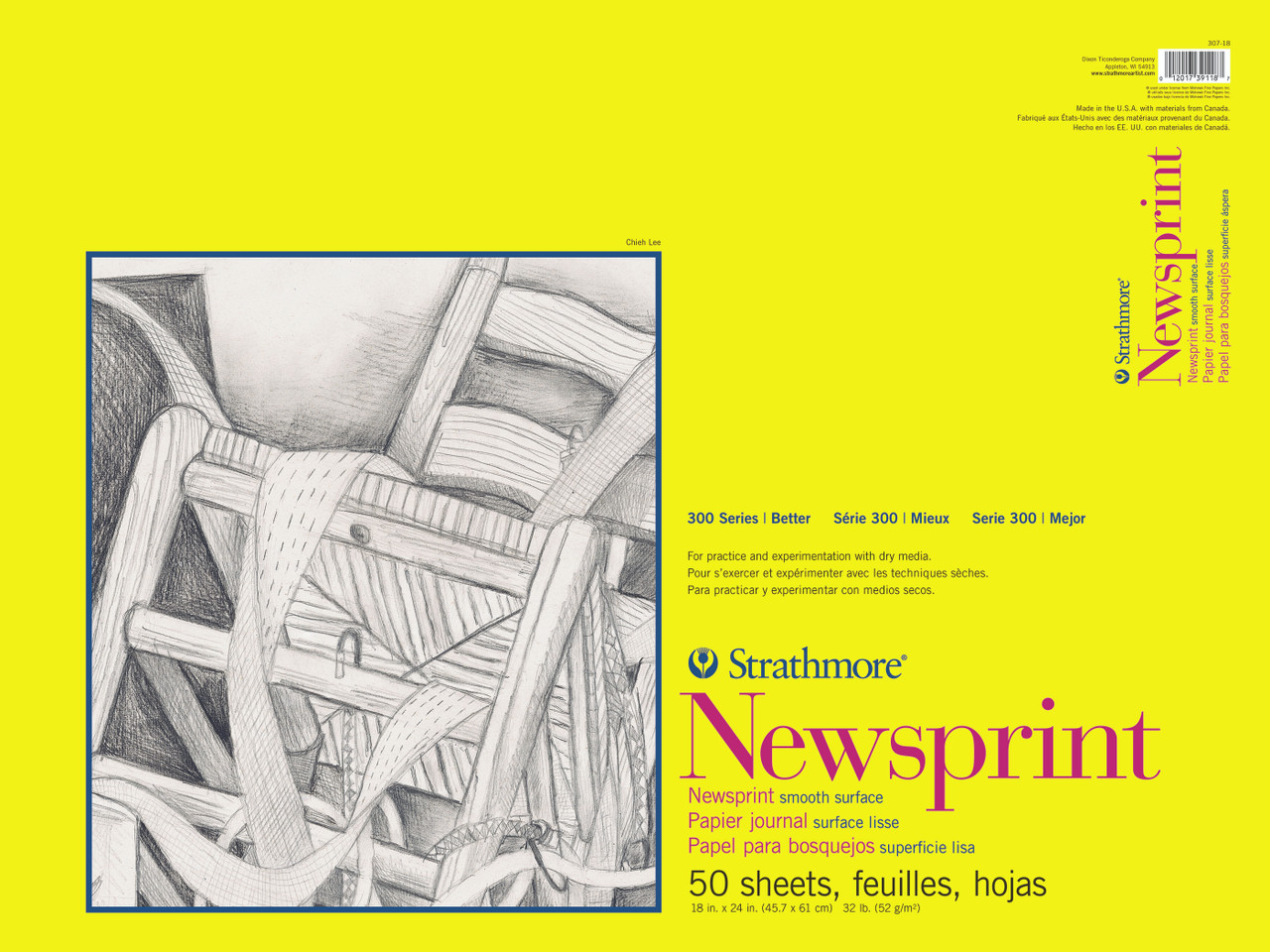 Strathmore 300 Series Newsprint Smooth Pad 18x24 (50 Sheets)
