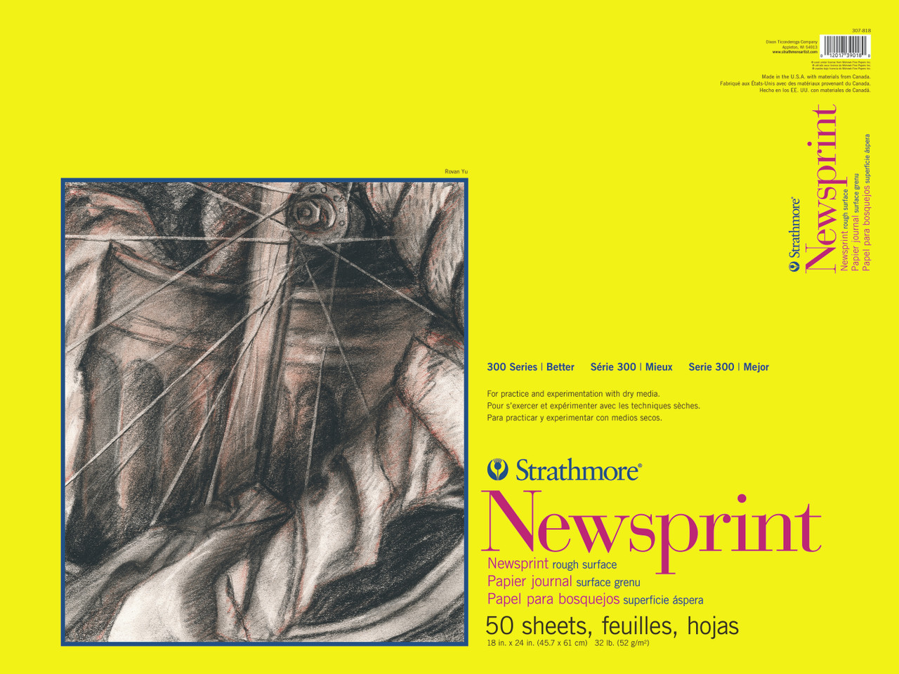 Strathmore 300 Series Rough Newsprint Pad 18x24 (50 Sheets)