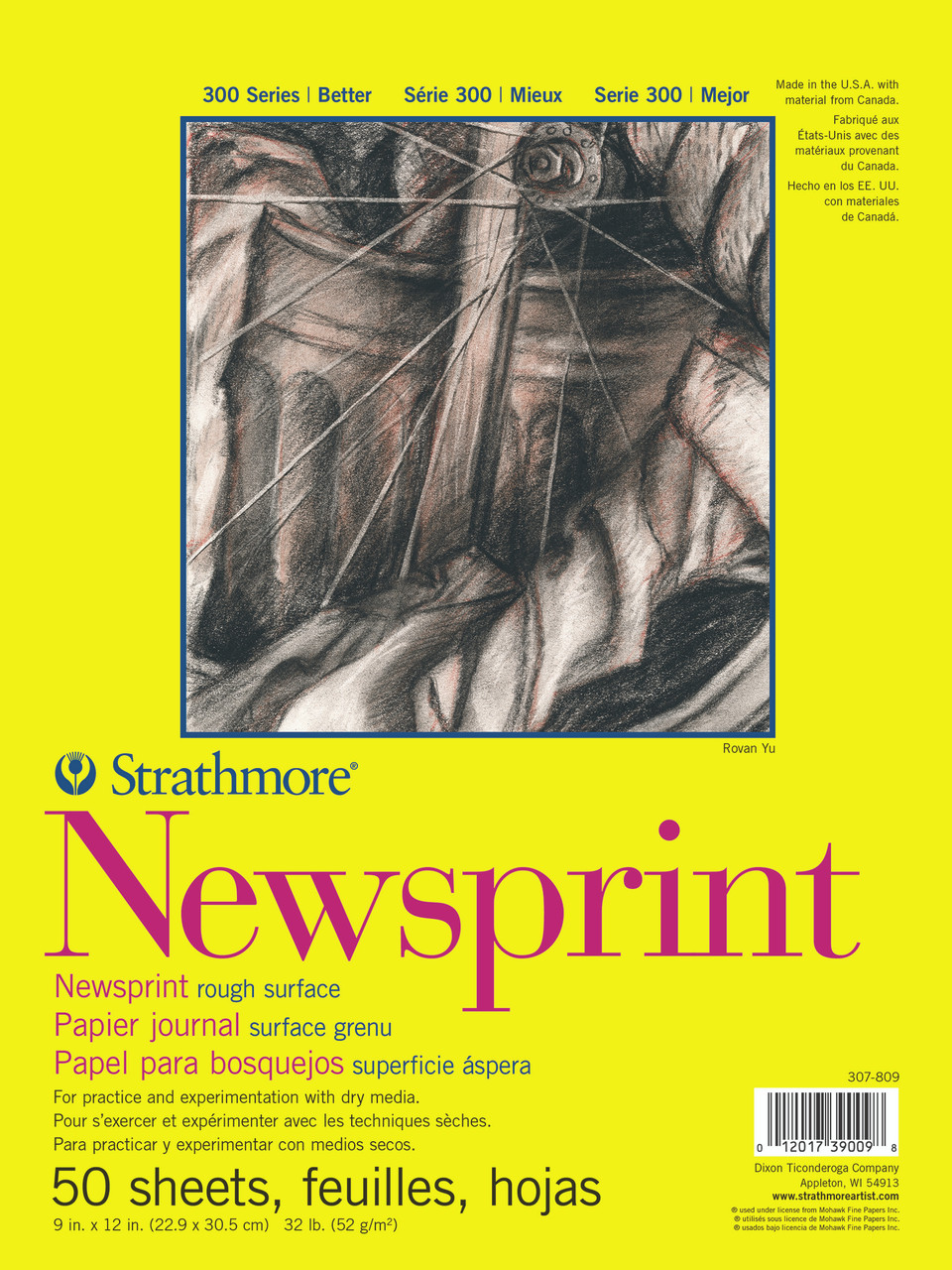 Strathmore 300 Series Newsprint Rough Pad 9x12 (50 Sheets)
