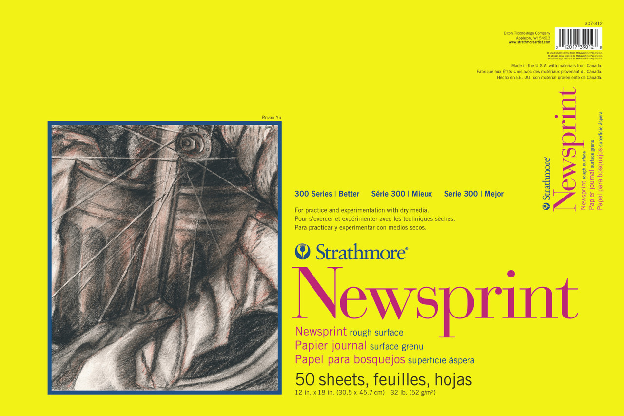 Strathmore 300 Series Rough Newsprint Pad 12x18 (50 Sheets)