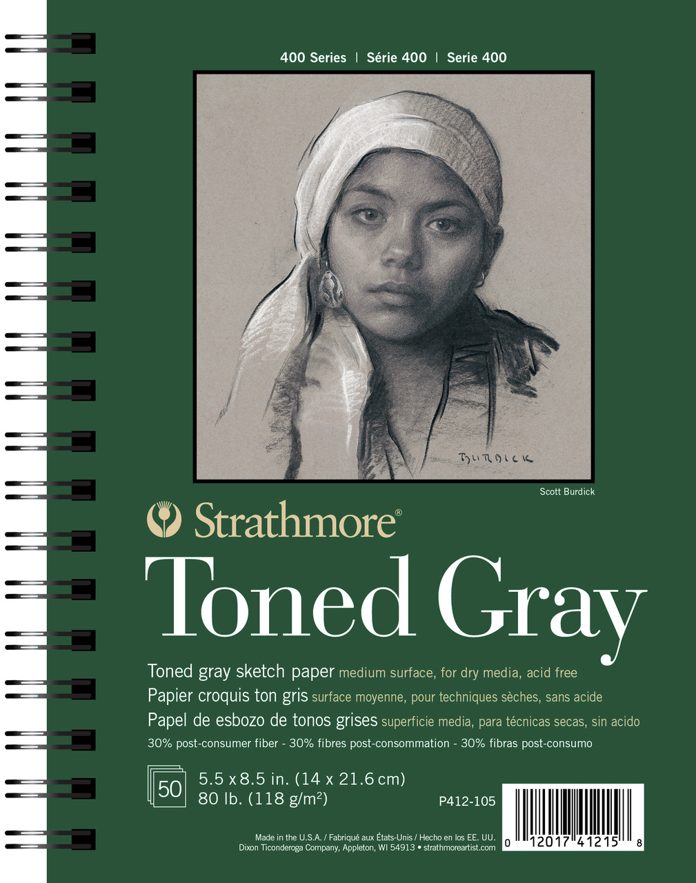 Strathmore 400 Series Recycled Toned Sketch Pad 5.5x8.5 Grey