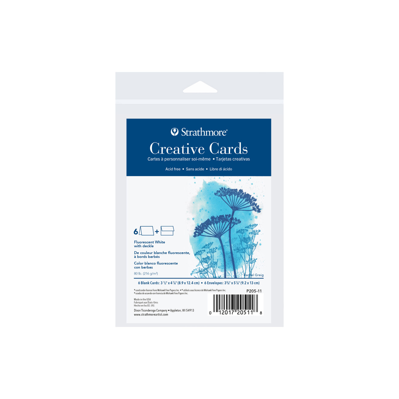 Strathmore Cards 3.5x4.875in. Fluorescent White Deckle Pack of 6