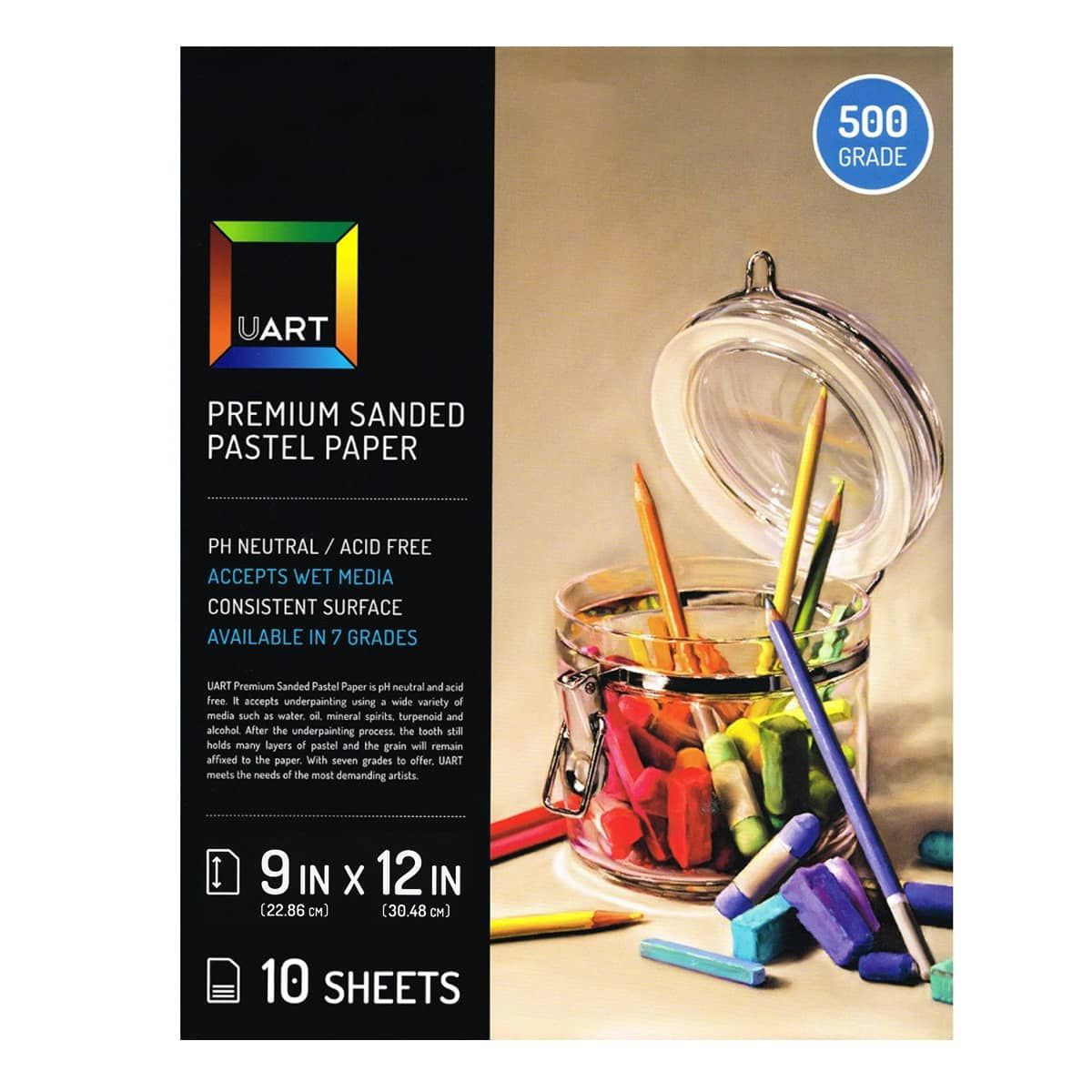 UART Sanded Pastel Paper 500 Grit 9x12 10 Pack