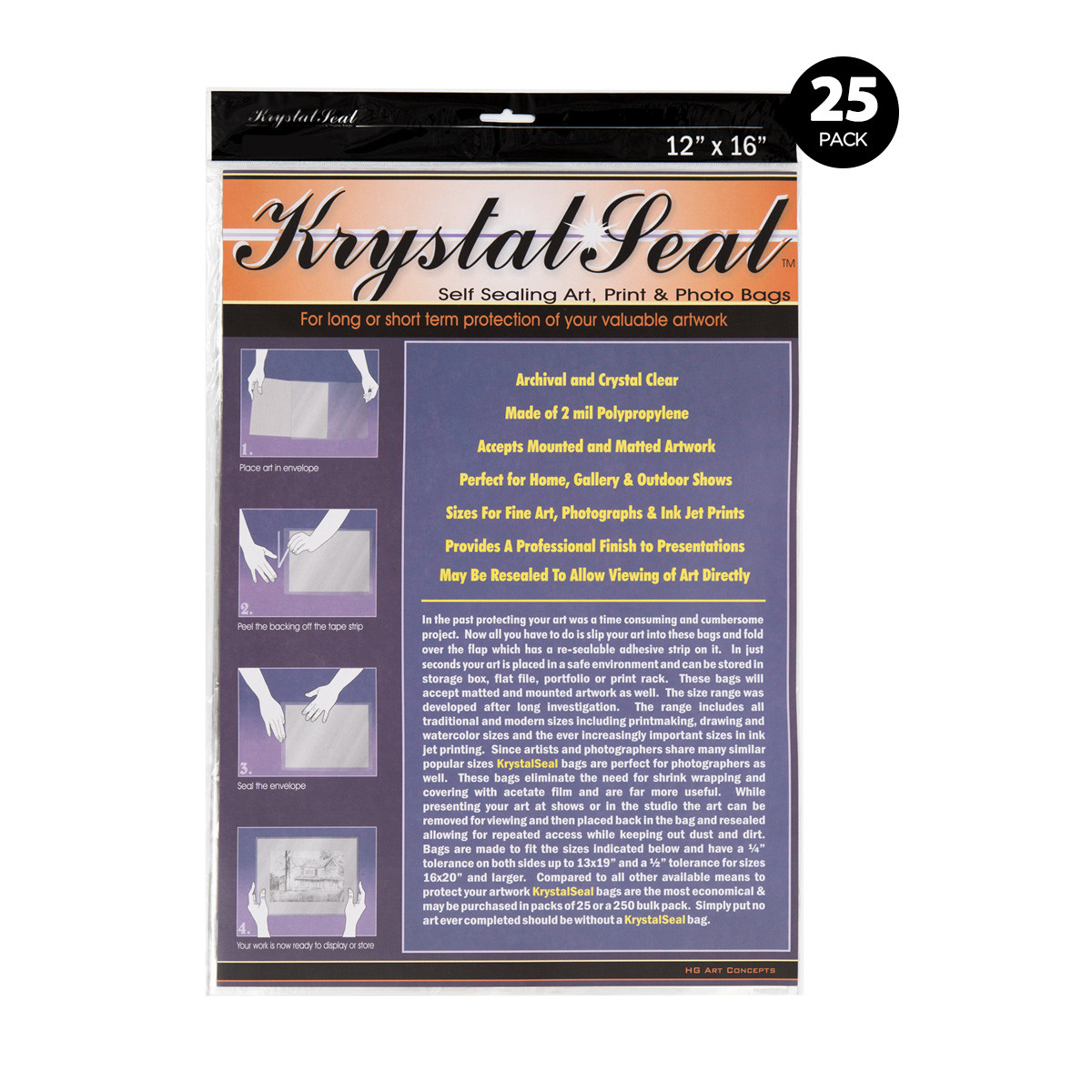 Creative Mark Krystal Seal Bags 12 x 16 inch 25 Count - (69987)