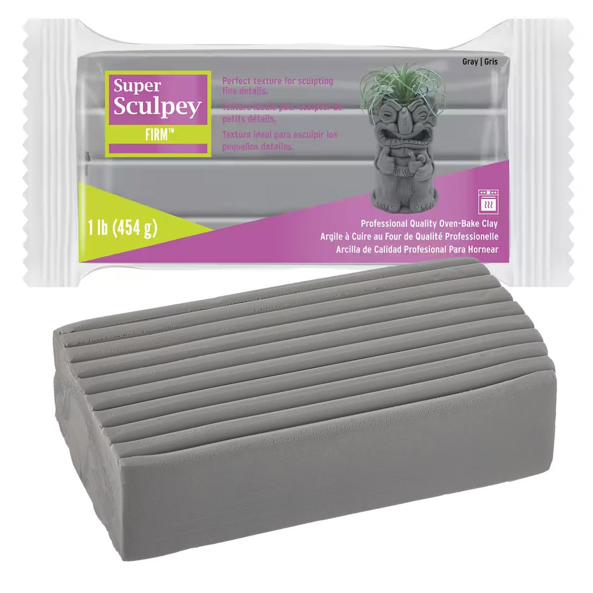 Polyform Super Sculpey Firm Modeling Clay Grey 1lb Bar - (200003604)