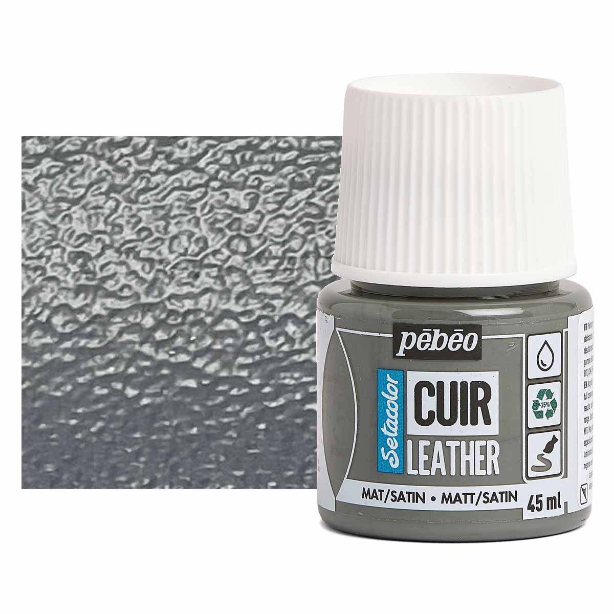 Pebeo Setacolor Leather Paint 45ml Concrete Grey - (200043252)