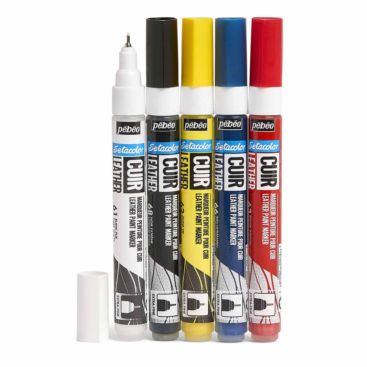 Pebeo Setacolor Leather Paint Marker Primary Set of 5