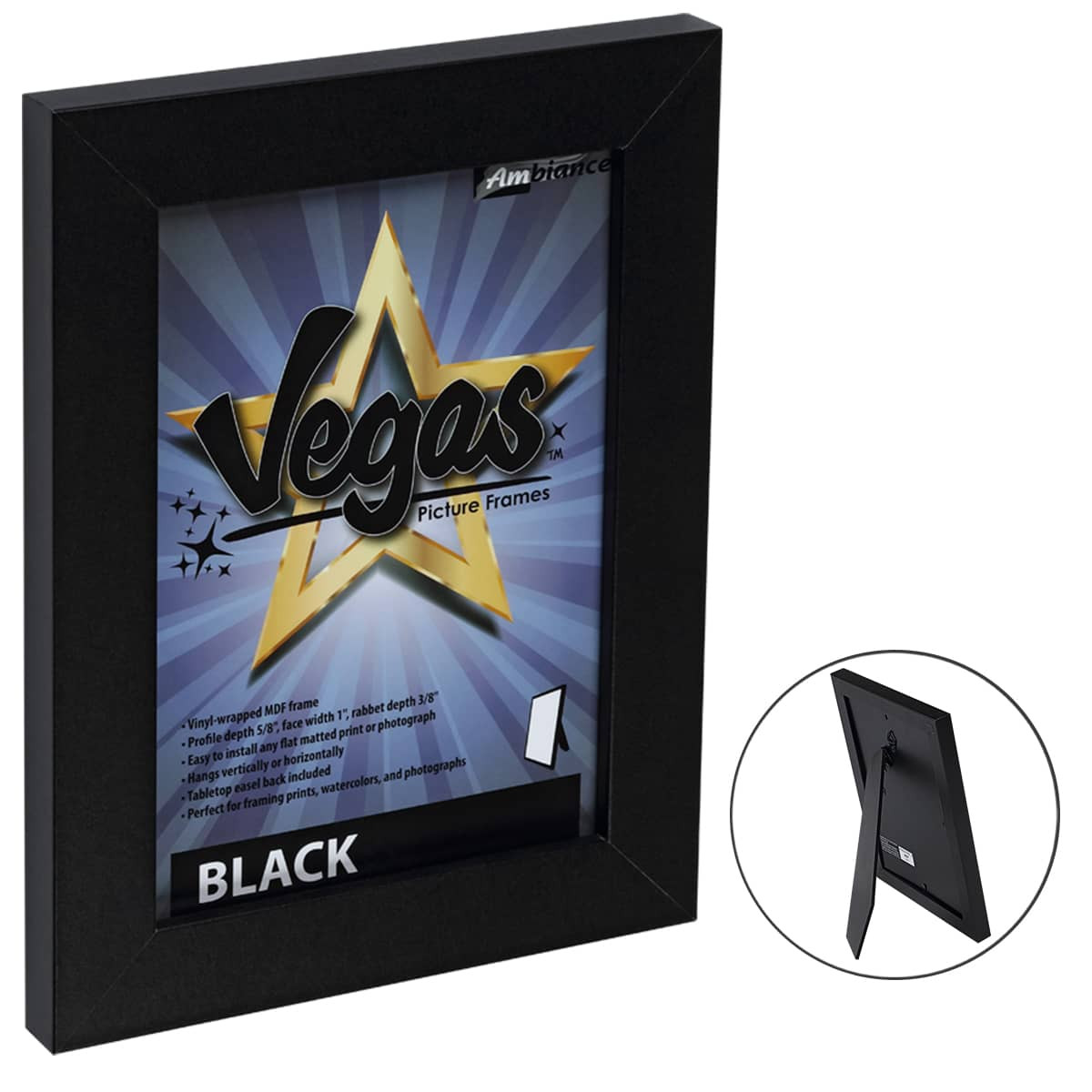 Ambiance Vegas Frame 8"x10" Black with Easel Back - (92466)