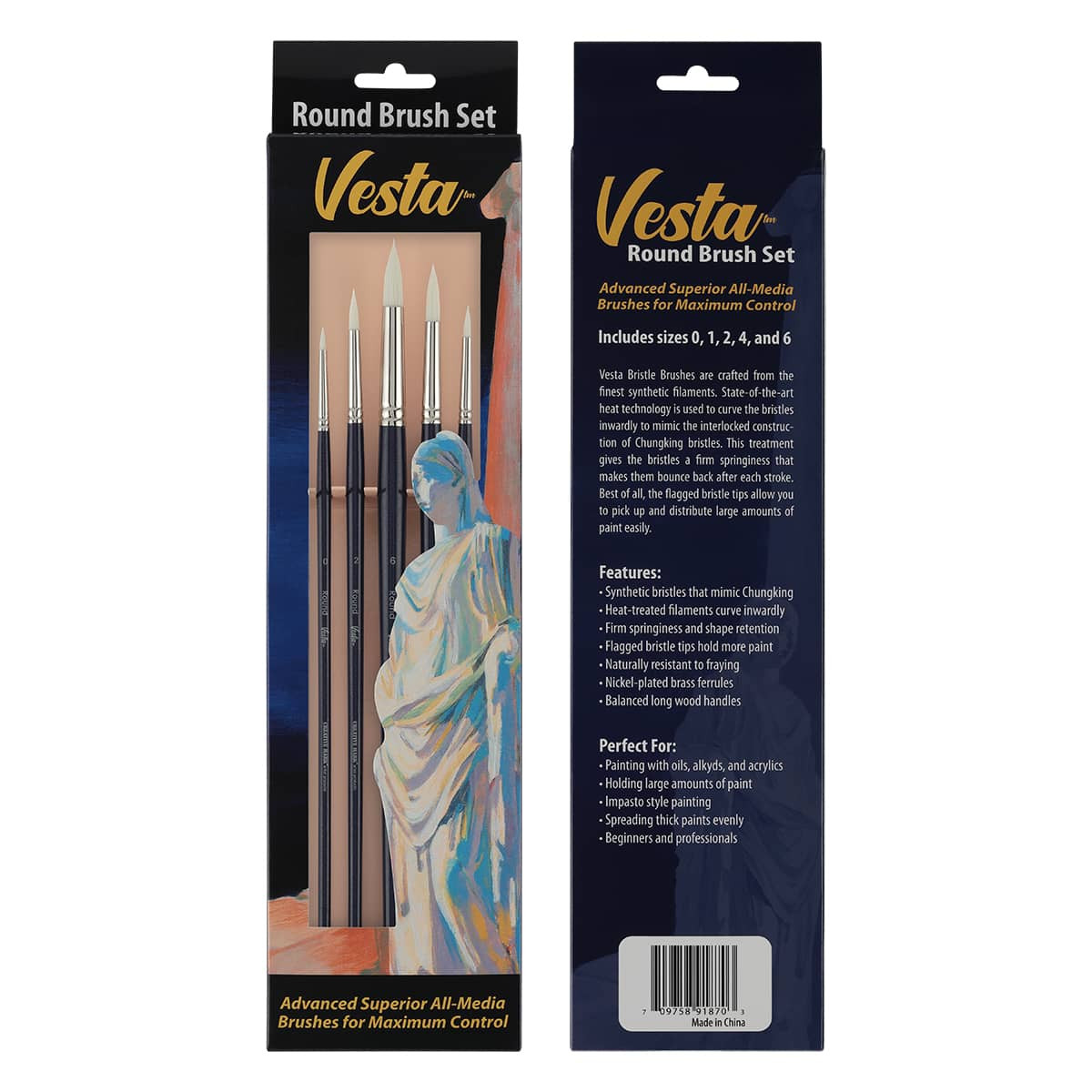 Creative Mark Vesta Synthetic Bristle Round Brush Set of 5