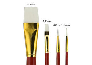 Fundamentals Short Handled 4 Set White Watercolor Brushes No. 16