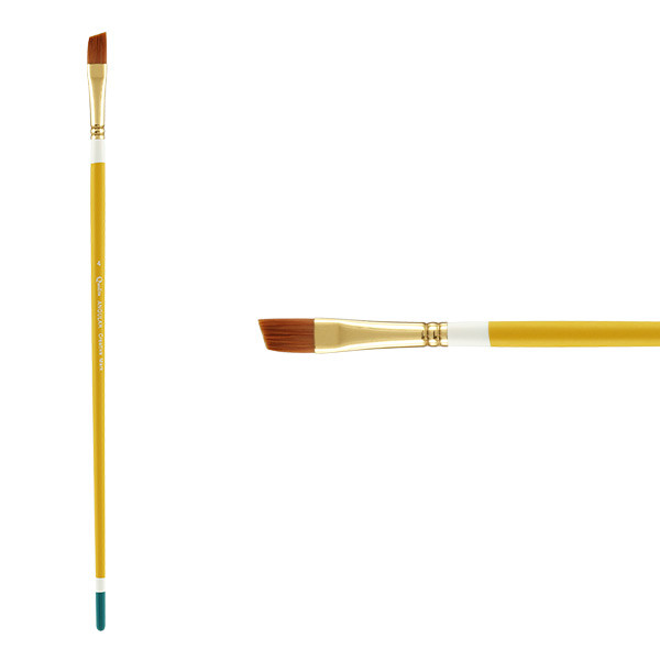 Qualita Golden Taklon Long Handle Angular Brush Size 4 - (72538)