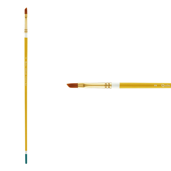 Qualita Golden Taklon Long Handle Angular Brush Size 2 - (72537)