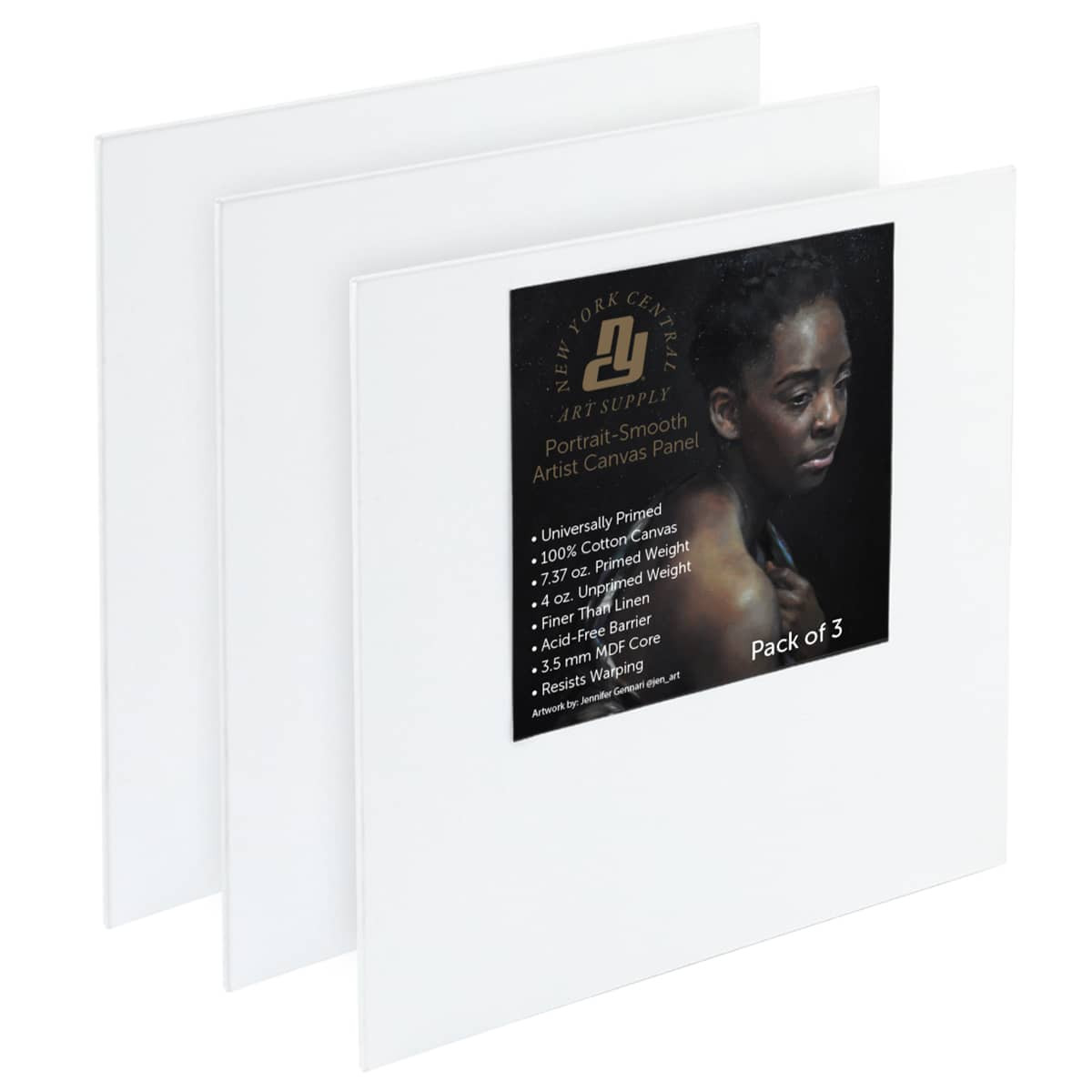 New York Central Pack of 3 Portrait Smooth Canvas Panels 12x12 in.