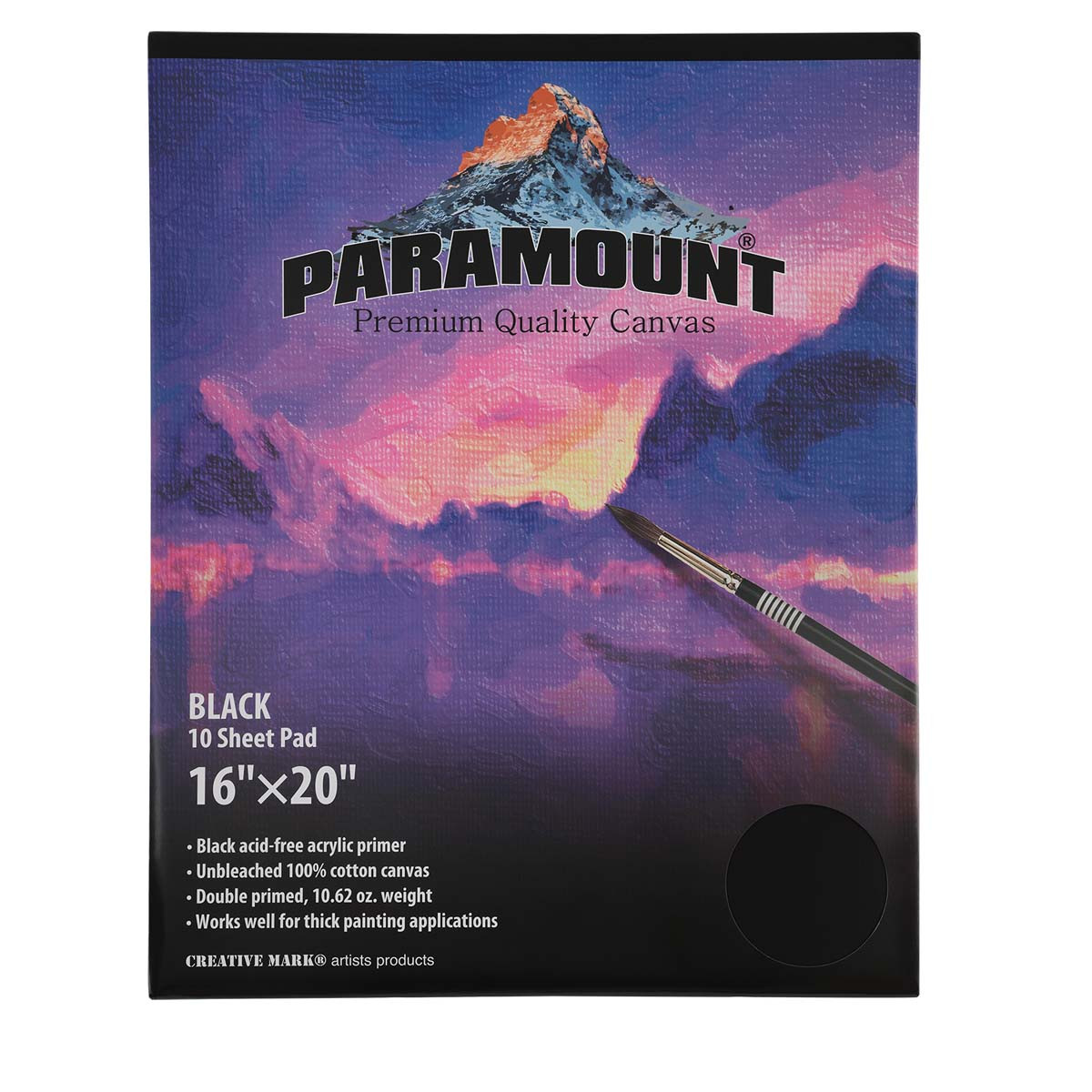 Paramount Primed Cotton Black Canvas 16X20 Pad - (91438)