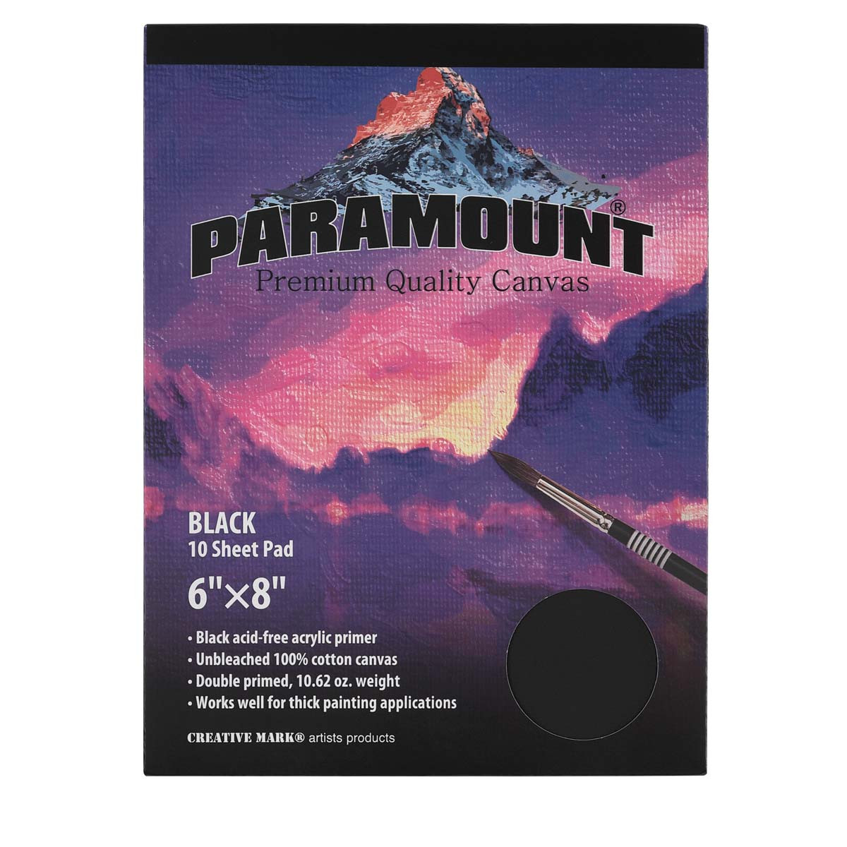 Paramount Primed Cotton Black Canvas 6X8 Pad - (91434)