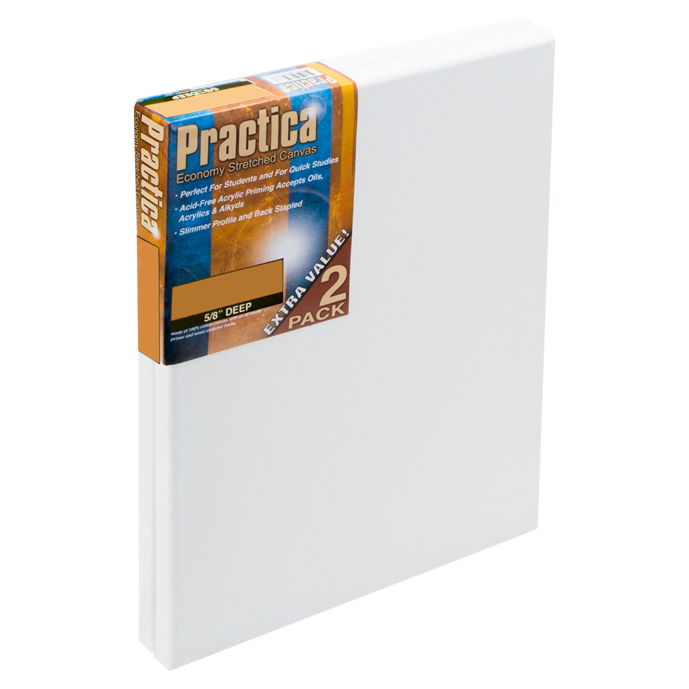Practica 5/8" Deep Economy Stretched Canvas 2-Pack - 9"x12"