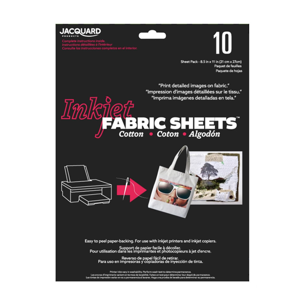 Jacquard Inkjet Fabric Sheets for Cotton 10-Pack of 8.5 x 11 inch Sheets