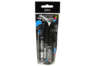 4Artist Markers Set of 2 Black (2mm Fine Bullet and 8mm Broad Chisel)