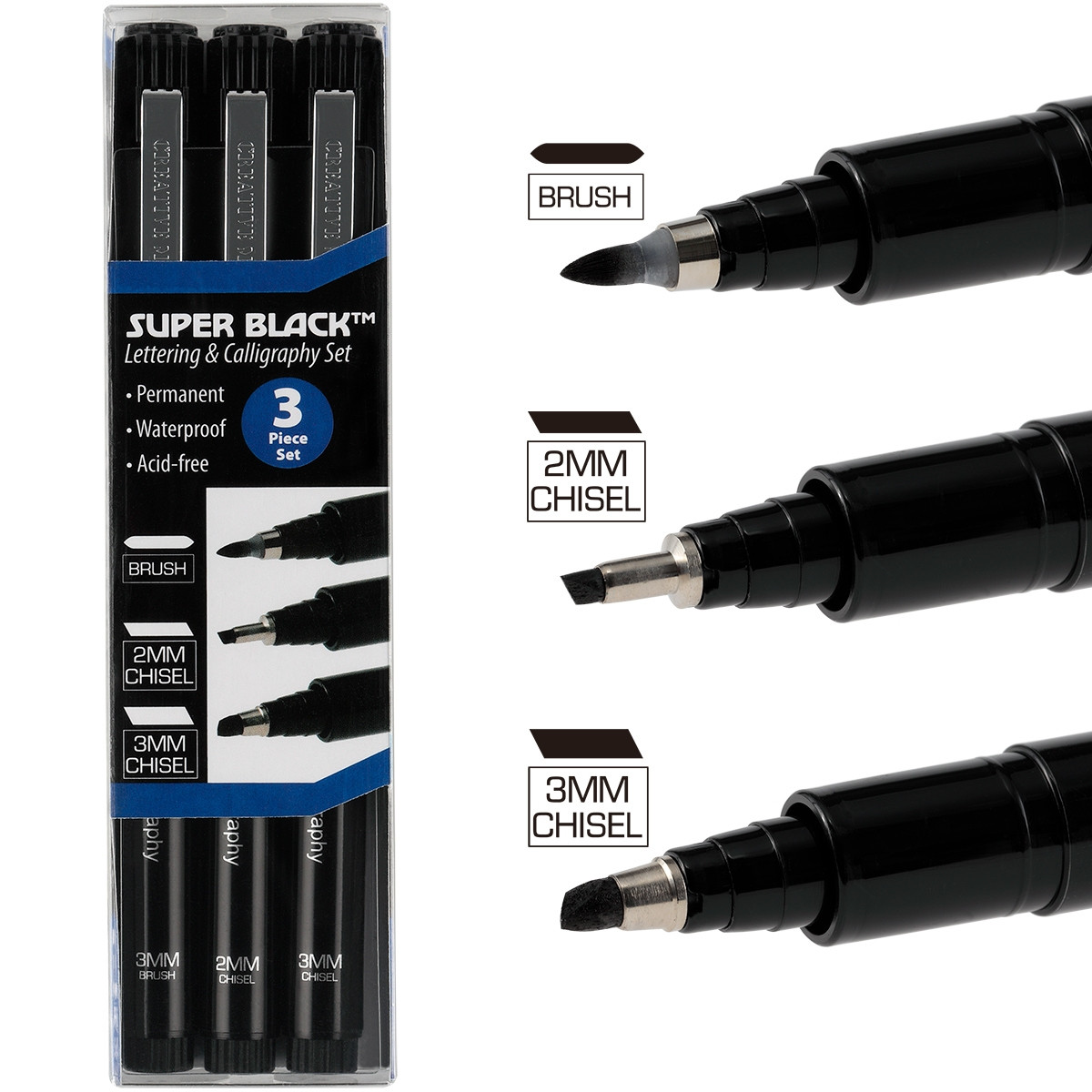 Creative Mark Set of 3 Super Black Permanent Fineliners