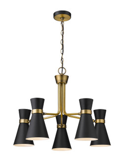 Soriano Five Light Chandelier in Matte Black / Heritage Brass (224|728-5MB-HBR)