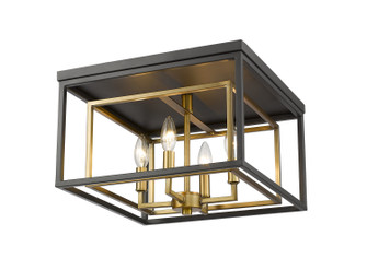 Euclid Four Light Flush Mount in Olde Brass + Bronze (224|457F-OBR-BRZ)