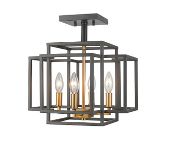 Titania Four Light Semi Flush Mount in Bronze / Olde Brass (224|454SF-BRZ-OBR)