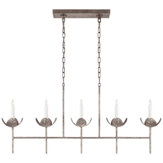 Illana Five Light Linear Chandelier in Burnished Silver Leaf (268|JN 5630BSL)