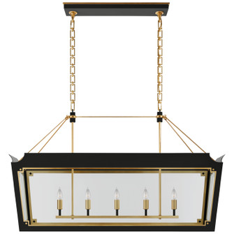 Caddo Five Light Linear Lantern in Matte Black and Gild (268|JN 5023MBK/G-CG)