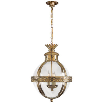 Crown Top Globe Three Light Lantern in Antique-Burnished Brass (268|CHC 2111AB-CG)