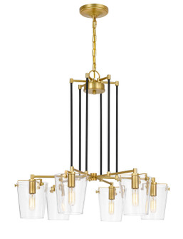 Arlo Six Light Chandelier in Black/Satin Brass (137|351C06BLSB)