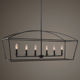 Clayton Six Light Linear Chandelier in Deep Weathered Bronze (52|21348)