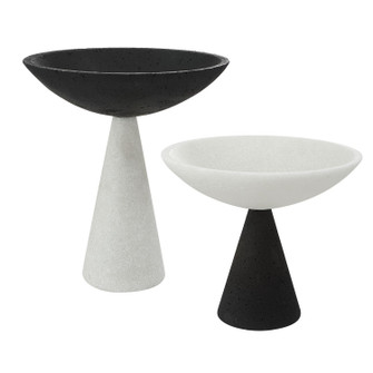 Antithesis Bowls, S/2 in Striking Black And White Granulated Marble (52|18012)