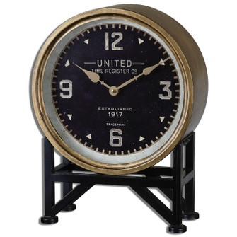 Shyam Table Clock in Brass /Aged Black (52|06094)