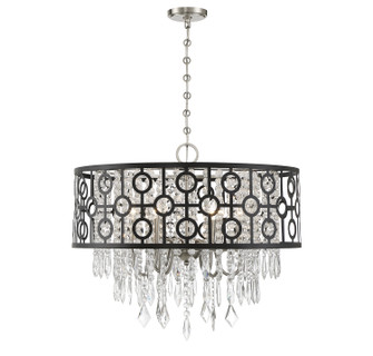 Rory Six Light Pendant in Matte Black with Satin Nickel (51|7-1879-6-66)