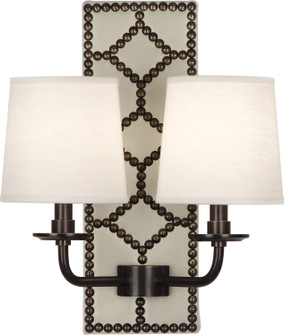 Williamsburg Lightfoot Two Light Wall Sconce in Bruton White Leather w/Nailhead and Deep Patina Bronze (165|Z1032)