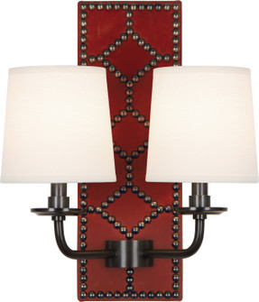 Williamsburg Lightfoot Two Light Wall Sconce in Dragons Blood Leather w/Nailhead and Deep Patina Bronze (165|Z1031)