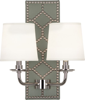 Williamsburg Lightfoot Two Light Wall Sconce in Carter Gray Leather w/Nailhead and Polished Nickel (165|S1034)