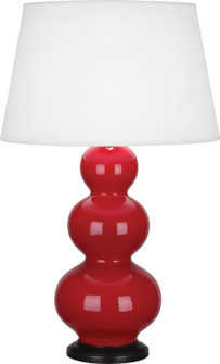 Triple Gourd One Light Table Lamp in Ruby Red Glazed Ceramic w/Deep Patina Bronze (165|RR41X)