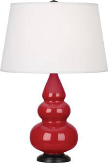 Small Triple Gourd One Light Accent Lamp in Ruby Red Glazed Ceramic w/Deep Patina Bronze (165|RR31X)