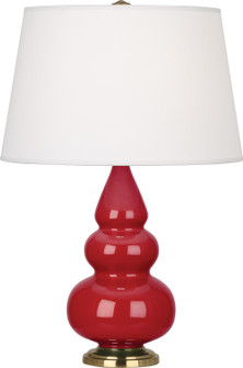 Small Triple Gourd One Light Accent Lamp in Ruby Red Glazed Ceramic w/Antique Brass (165|RR30X)