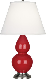 Small Double Gourd One Light Accent Lamp in Ruby Red Glazed Ceramic w/Antique Silver (165|RR12X)