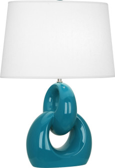 Fusion One Light Table Lamp in Peacock Glazed Ceramic w/Polished Nickel (165|PC981)