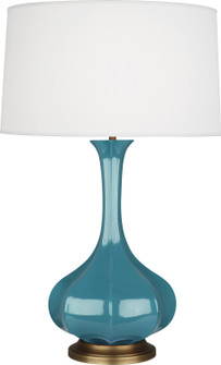 Pike One Light Table Lamp in Steel Blue Glazed Ceramic w/Aged Brass (165|OB994)