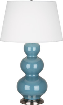 Triple Gourd One Light Table Lamp in Steel Blue Glazed Ceramic w/Antique Silver (165|OB42X)