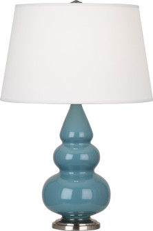 Small Triple Gourd One Light Accent Lamp in Steel Blue Glazed Ceramic w/Antique Silver (165|OB32X)