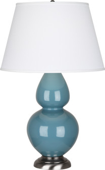 Double Gourd One Light Table Lamp in Steel Blue Glazed Ceramic w/Antique Silver (165|OB22X)