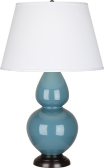 Double Gourd One Light Table Lamp in Steel Blue Glazed Ceramic w/Deep Patina Bronze (165|OB21X)