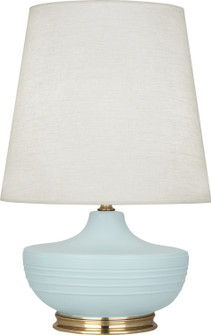 Michael Berman Nolan One Light Table Lamp in Matte Sky Blue Glazed Ceramic w/Modern Brass (165|MSB24)